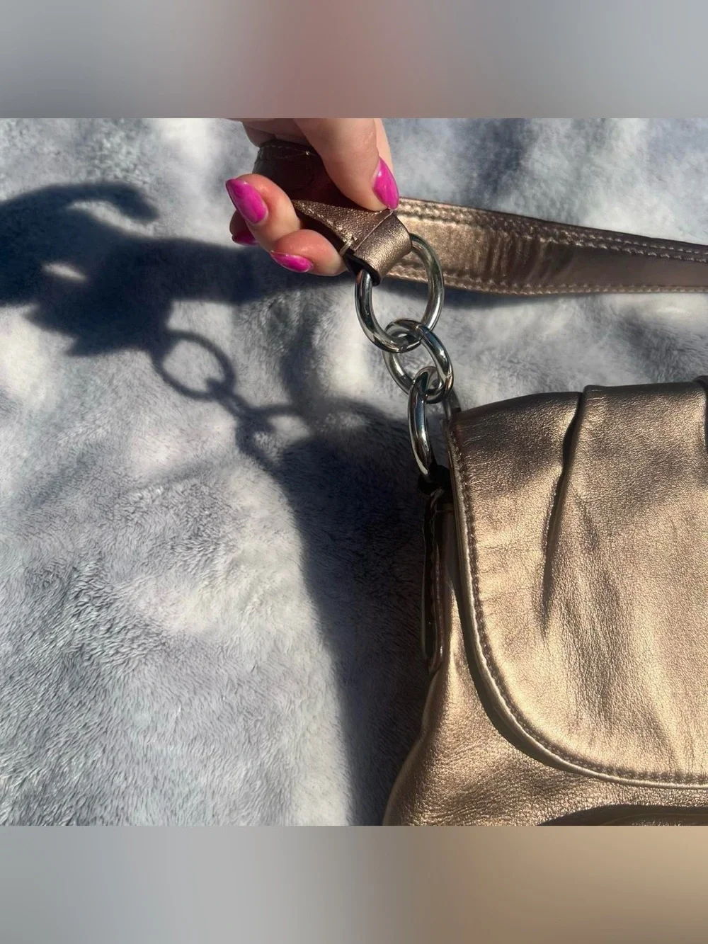 Coach Soho Leather Bronze Metallic Shoulder Bag Purse